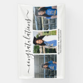 ミニマルモダンリストスクリプト3写真卒業パーティー 横断幕 (縦)