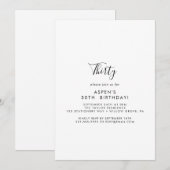 ミニマルモダンリストスクリプト30th誕生日招待状 招待状 (正面/裏面)