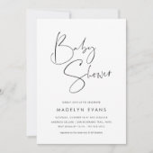 ミニマルモダンリストスクリプト |フォトベビーシャワー 招待状 (正面)