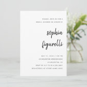 ミニマルモダンリストスクリプト |ブライダルシャワー 招待状 (スタンド正面)