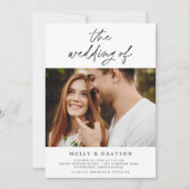 ミニマルモダンリストスクリプト |写真結婚2枚 招待状 (正面)