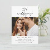 ミニマルモダンリストスクリプト |写真結婚2枚 招待状 (スタンド正面)