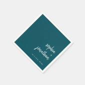 ミニマルモダンリストスクリプト |深いティール（緑がかった色）結婚ズ スタンダードカクテルナプキン (角)