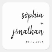 ミニマルモダンリストスクリプト |白黒結婚の スクエアシール (正面)