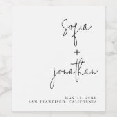 ミニマルモダンリストスクリプト |白黒結婚の ワインラベル (シングルラベル)