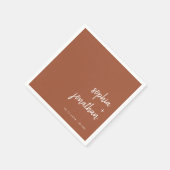 ミニマルモダンリストスクリプト | Terracotta結婚の スタンダードカクテルナプキン (角)