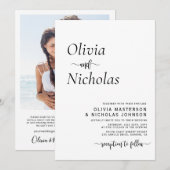 ミニマルモダンリストスクリプトQRコードフォト結婚ズ 招待状 (正面/裏面)