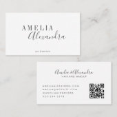 ミニマルモダンリストスクリプトQRコード白黒 名刺 (正面/裏面)