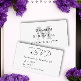 ミニマルモダンリストスクリプトRSVP Monogram結婚's ノートカード