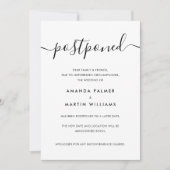 ミニマルモダンリストスクリプ結婚ト延期 招待状 (正面)