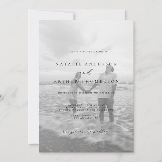 ミニマルモダンリストスクリプ結婚ト 招待状 (正面)