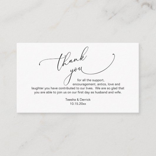 ミニマルモダンリストスクリプ結婚ト、Thanks you Enclo エンクロージャーカード (正面)