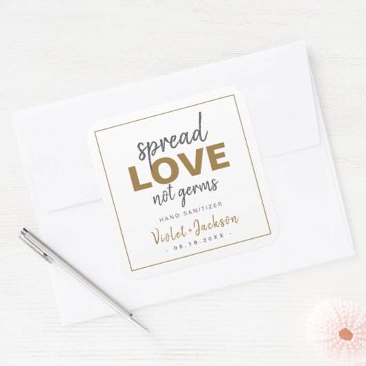 ミニマルモダンリストスプレッドラブ結婚式の引き出物 スクエアシール (封筒)