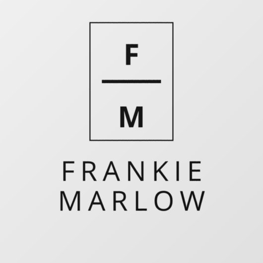 ミニマルモダンリストスモールビジネスモノグラム名 ウィンドウサイン (シート)