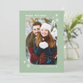 ミニマルモダンリストセージグリーンホリデーフォトカード シーズンカード (スタンド正面)