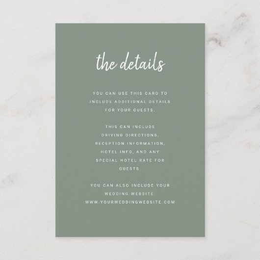 ミニマルモダンリストセージグリーン |詳細 エンクロージャーカード (正面)