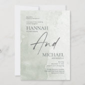 ミニマルモダンリストセージ水カラー招待状 招待状 (正面)