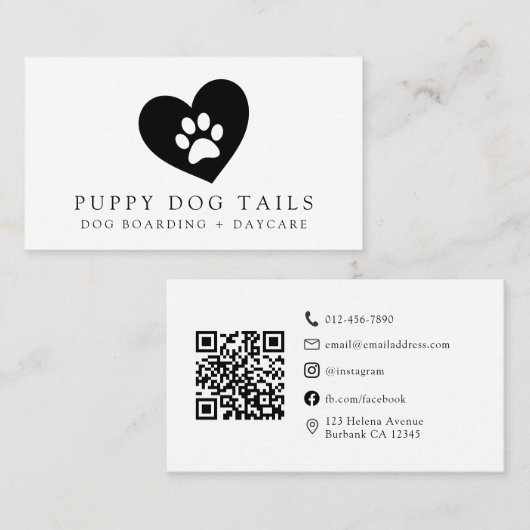 ミニマルモダンリストソーシャルメディアのアイコン犬 名刺 (正面/裏面)