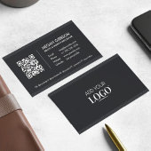 ミニマルモダンリストソーシャルメディアQRコードロゴブラック 名刺