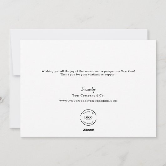 ミニマルモダンリストタイプのチームフォトハッピー休日 シーズンカード (裏面)