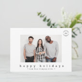 ミニマルモダンリストタイプのチームフォトハッピー休日 シーズンカード (スタンド正面)