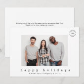 ミニマルモダンリストタイプのチームフォトハッピー休日 シーズンカード (正面/裏面)