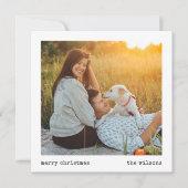 ミニマルモダンリストタイプライターのクリスマスフォト シーズンカード (正面)