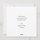 ミニマルモダンリストタイプライターのクリスマスフォト シーズンカード (裏面)