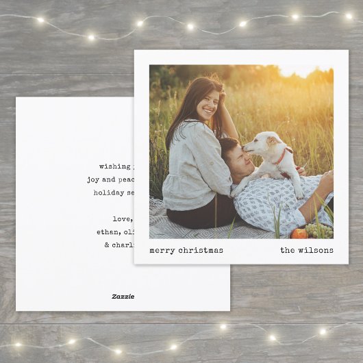 ミニマルモダンリストタイプライターのクリスマスフォト シーズンカード