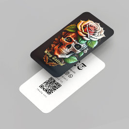 ミニマルモダンリストタトゥーアーティストスカルモノグラム 名刺