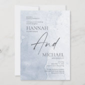 ミニマルモダンリストダスティブルーウォーター招待状 招待状 (正面)