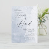 ミニマルモダンリストダスティブルーウォーター招待状 招待状 (スタンド正面)
