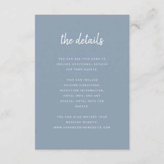 ミニマルモダンリストダスティブルー |詳細 エンクロージャーカード (正面)