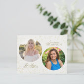 ミニマルモダンリストダブル卒業パーティー金ゴールド ポストカード (スタンド正面)