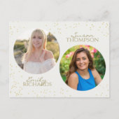 ミニマルモダンリストダブル卒業パーティー金ゴールド ポストカード (正面)