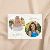 ミニマルモダンリストダブル卒業パーティー金ゴールド 招待状