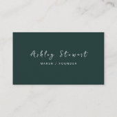 ミニマルモダンリストダークグリーンプロフェッショナルQrコード 名刺 (裏面)