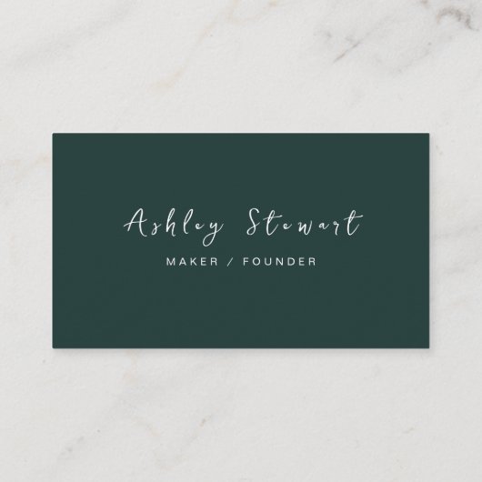 ミニマルモダンリストダークグリーンプロフェッショナルQrコード 名刺 (裏面)