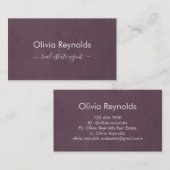 ミニマルモダンリストダークワインブルゴーニュグレー文字 名刺 (正面/裏面)