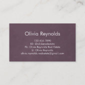 ミニマルモダンリストダークワインブルゴーニュグレー文字 名刺 (裏面)