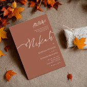 ミニマルモダンリストテラコッタバーンオレンジニカ 招待状