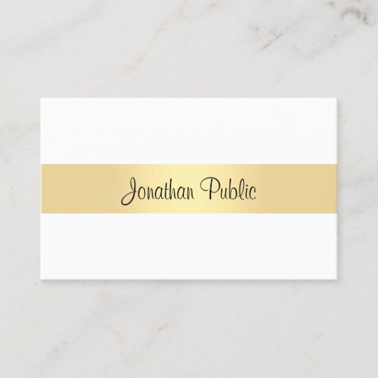 ミニマルモダンリストテンプレート書道スクリプト金ゴールド 名刺 (正面)