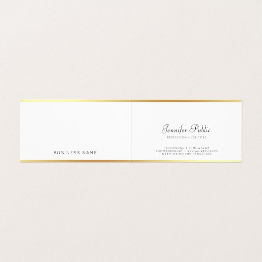 ミニマルモダンリストテンプレート金ゴールド手書きスクリプト 名刺 (内部フラット)