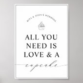 ミニマルモダンリストデザートカップケ結婚ーキのサイン ポスター (正面)