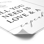 ミニマルモダンリストデザートカップケ結婚ーキのサイン ポスター (角)