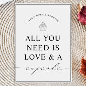 ミニマルモダンリストデザートカップケ結婚ーキのサイン ポスター