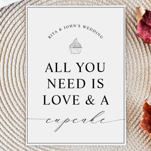 ミニマルモダンリストデザートカップケ結婚ーキのサイン ポスター