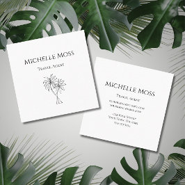 ミニマルモダンリストトロピカルパームツリーズスケッチ スクエア名刺