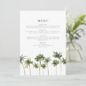 ミニマルモダンリストトロピカルパームツリーディナーメニュー 招待状 (スタンド正面)