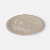 ミニマルモダンリストニュートラルベージュベビーシャワー ペーパープレート (アングル)